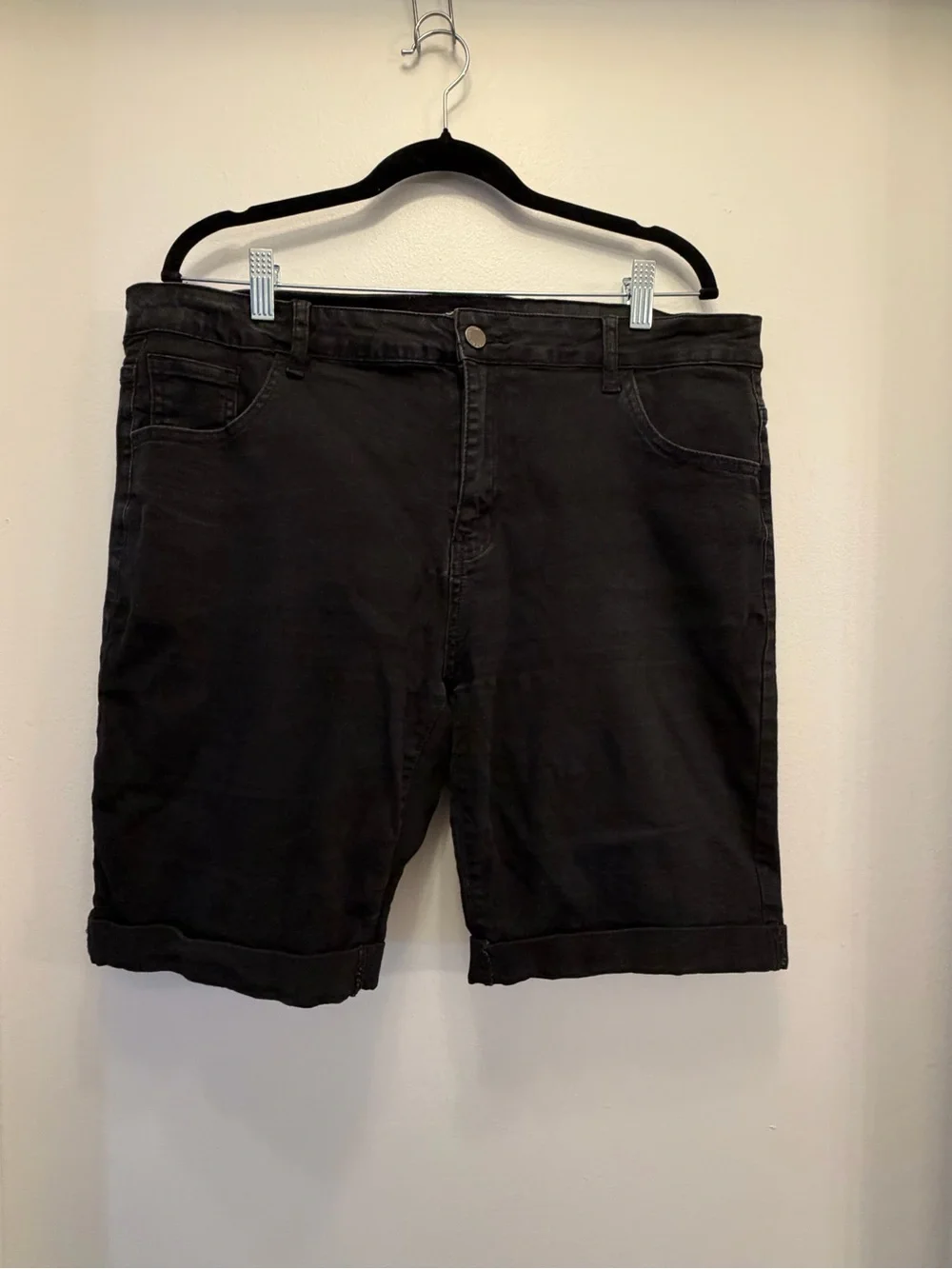 Roswear Denim Bermuda Shorts Women's XXL Plus Black Cuffed Stretch Jean Shorts